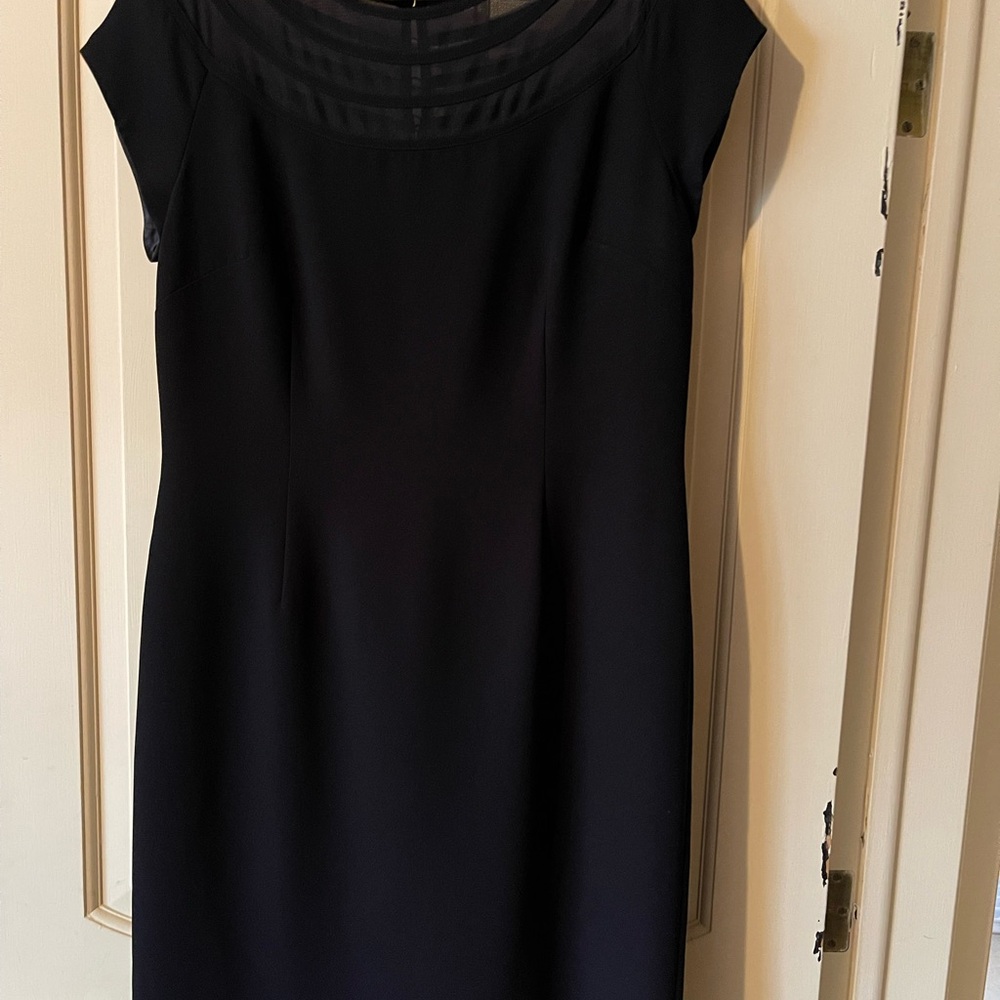 Talbots Black Sheath Midi Dress Crew Neck Cap Sleeve (Misses Size 14)